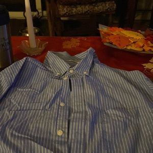 Merona  pinstriped button down collar, button up front, long sleeve